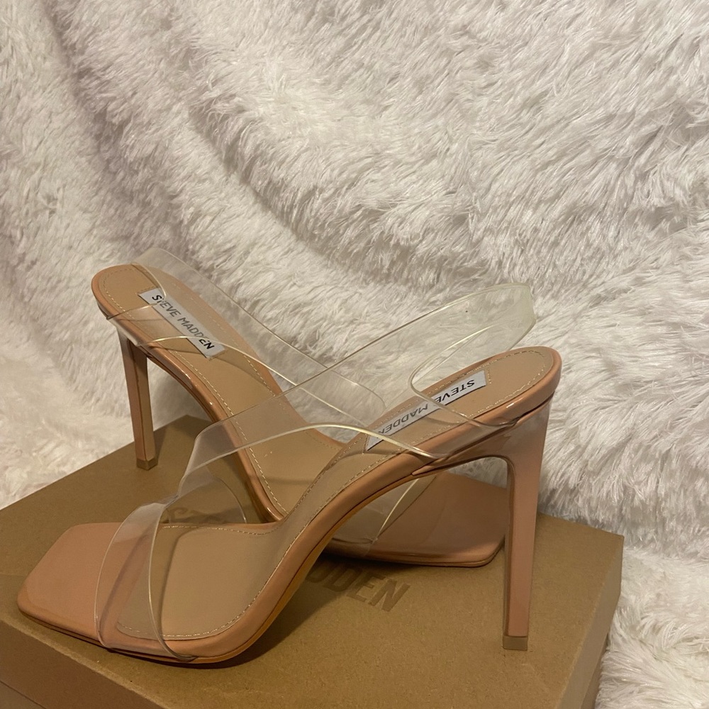 STEVE MADDEN Clear Slingback Open-Toe Heels. Size 11 - Picture 2 of 4
